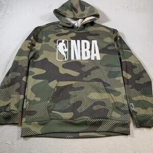 NBA Hoodie Men's Large Green Camo Logo Pullover Pockets Casual Basketball Adult